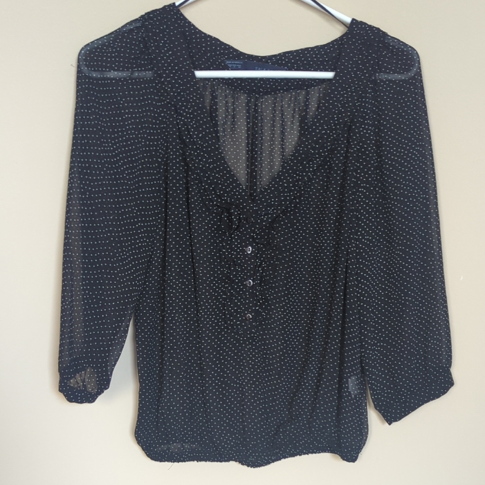 Zara Black and White Polka Dot Blouse